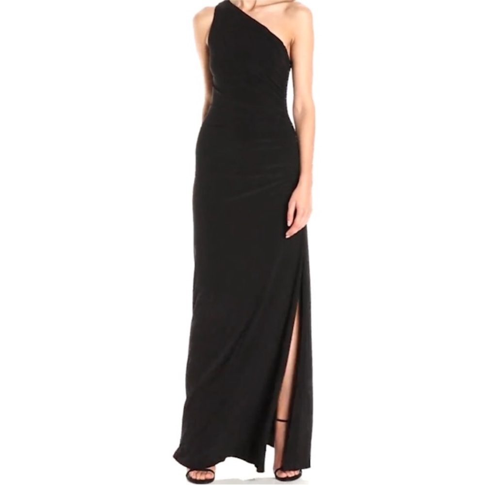 Laundry by Shelli Segal Floor Length Black Dress with Beading on Side